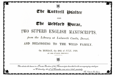 An invitation to an auction of manuscripts