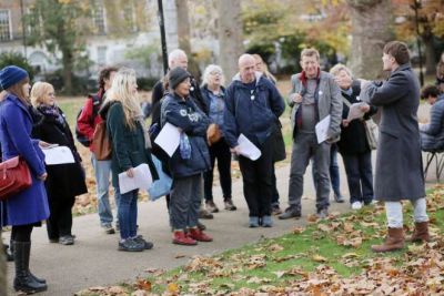 A group being led on a Shakespeare walk