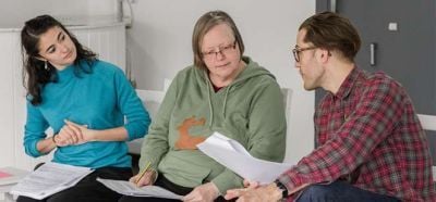 Actors Kesia Guillery, Anja Jacobsen and Daniel Anderson in rehearsal